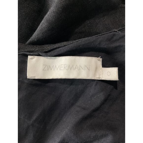 Zimmermann 'Mae' Black Linen Cutout Scalloped Linen Mini Dress Size 0 / US 4 - Picture 4 of 7